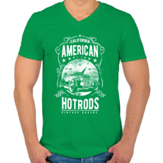 PRINTFASHION Amerikai Hotrod  - Férfi V-nyakú póló - Zöld