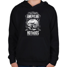 PRINTFASHION Amerikai Hotrod - Gyerek kapucnis pulóver - Fekete gyerek pulóver, kardigán