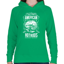 PRINTFASHION Amerikai Hotrod  - Női kapucnis pulóver - Zöld női pulóver, kardigán