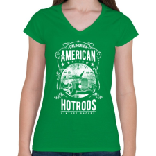PRINTFASHION Amerikai Hotrod  - Női V-nyakú póló - Zöld női póló