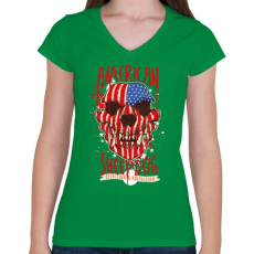 PRINTFASHION Amerikai juhászkutya - Női V-nyakú póló - Zöld