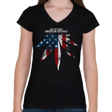 PRINTFASHION Amerikai kivonat - Női V-nyakú póló - Fekete női póló