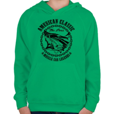 PRINTFASHION Amerikai klasszikus - Gyerek kapucnis pulóver - Zöld