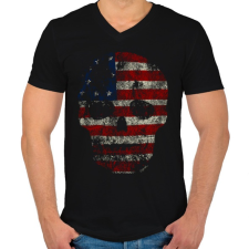 PRINTFASHION Amerikai koponya - Férfi V-nyakú póló - Fekete férfi póló