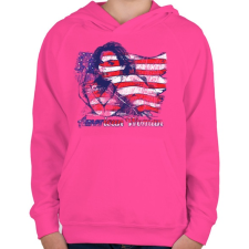 PRINTFASHION Amerikai lány - Gyerek kapucnis pulóver - Fukszia gyerek pulóver, kardigán