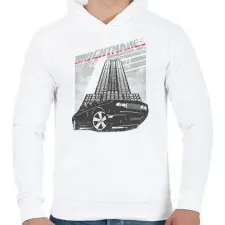 PRINTFASHION Amerikai retro sportautó 3 - Férfi kapucnis pulóver - Fehér férfi pulóver, kardigán