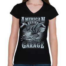 PRINTFASHION Amerikai sas  - Női V-nyakú póló - Fekete női póló