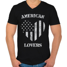PRINTFASHION Amerikai szerető - Férfi V-nyakú póló - Fekete férfi póló