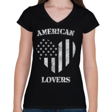 PRINTFASHION Amerikai szerető - Női V-nyakú póló - Fekete női póló