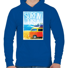 PRINTFASHION Amerikai szörfös - Férfi kapucnis pulóver - Királykék