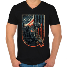 PRINTFASHION Amerikai veterán katona - Férfi V-nyakú póló - Fekete