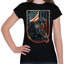 PRINTFASHION Amerikai veterán katona - Női póló - Fekete női póló