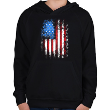 PRINTFASHION amerikai zászló  - Gyerek kapucnis pulóver - Fekete gyerek pulóver, kardigán