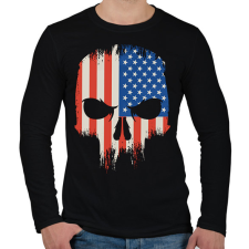 PRINTFASHION Amerikai zászló koponya USA - Férfi hosszú ujjú póló - Fekete férfi póló