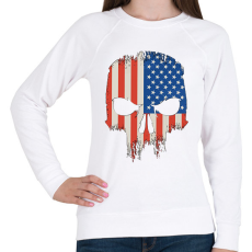 PRINTFASHION Amerikai zászló koponya USA - Női pulóver - Fehér