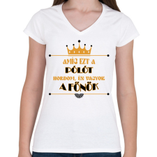 PRINTFASHION Amíg ezt a pólót hordom - Női V-nyakú póló - Fehér női póló