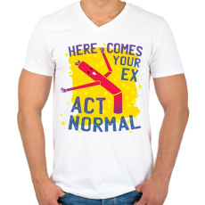 PRINTFASHION Amikor az exemet meglátom - Férfi V-nyakú póló - Fehér