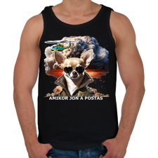 PRINTFASHION amikor jön a postás - csivi - Férfi atléta - Fekete atléta, trikó