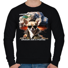 PRINTFASHION amikor jön a postás - csivi - Férfi pulóver - Fekete férfi pulóver, kardigán