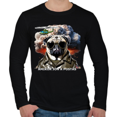 PRINTFASHION amikor jön a postás - mopsz - Férfi hosszú ujjú póló - Fekete
