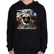 PRINTFASHION amikor jön a postás - mopsz - Gyerek kapucnis pulóver - Fekete gyerek pulóver, kardigán