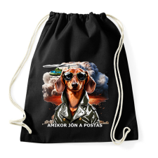 PRINTFASHION amikor jön a postás - TACSKÓ #2 - Sportzsák, Tornazsák - Fekete tornazsák