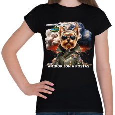 PRINTFASHION amikor jön a postás - YORKIE - Női póló - Fekete