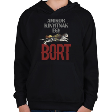 PRINTFASHION Amikor kinyitnak egy bort - Gyerek kapucnis pulóver - Fekete