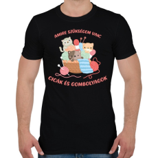 PRINTFASHION Amire szükségem van: Cicák és gombolyagok - Férfi póló - Fekete