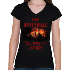 PRINTFASHION amityville home of terror - Női V-nyakú póló - Fekete