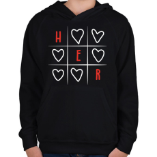 PRINTFASHION Amőba - Her - Gyerek kapucnis pulóver - Fekete