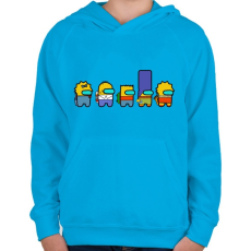 PRINTFASHION Among Simpsons - Gyerek kapucnis pulóver - Azúrkék