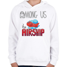 PRINTFASHION Among us airship - Gyerek kapucnis pulóver - Fehér gyerek pulóver, kardigán