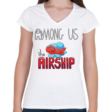 PRINTFASHION Among us airship - Női V-nyakú póló - Fehér női póló