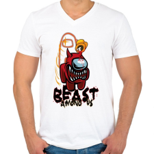 PRINTFASHION Among us beast among us 2  - Férfi V-nyakú póló - Fehér férfi póló