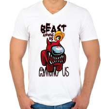 PRINTFASHION Among us beast among us - Férfi V-nyakú póló - Fehér férfi póló