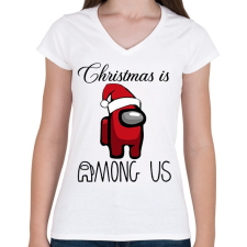 PRINTFASHION Among Us Christmas - Női V-nyakú póló - Fehér női póló