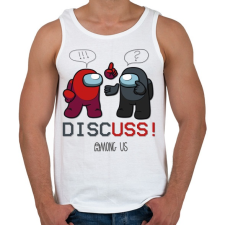 PRINTFASHION Among us - Discuss ! - Férfi atléta - Fehér atléta, trikó