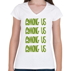 PRINTFASHION Among us felirat - Női V-nyakú póló - Fehér