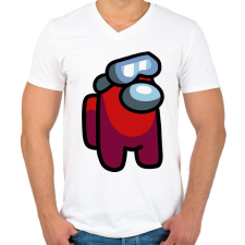 PRINTFASHION Among us - Férfi V-nyakú póló - Fehér férfi póló