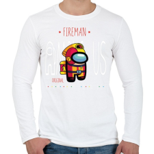 PRINTFASHION Among us fireman premium skin set - Férfi hosszú ujjú póló - Fehér férfi póló