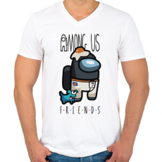 PRINTFASHION Among us friends - Férfi V-nyakú póló - Fehér