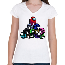 PRINTFASHION Among Us - Győztes - Női V-nyakú póló - Fehér