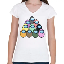 PRINTFASHION Among us - húsvéti tojások - Női V-nyakú póló - Fehér női póló