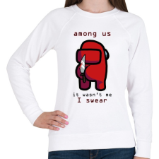 PRINTFASHION Among us I wasn't me I swear - Női pulóver - Fehér női pulóver, kardigán