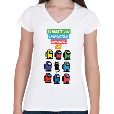 PRINTFASHION Among us Impostor - there is an impostor - Női V-nyakú póló - Fehér