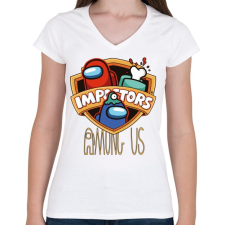 PRINTFASHION Among us - impostors among us - Női V-nyakú póló - Fehér női póló