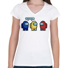 PRINTFASHION Among us kinda SUS - Női V-nyakú póló - Fehér