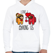 PRINTFASHION Among us - LOVE is Among us - Férfi kapucnis pulóver - Fehér férfi pulóver, kardigán