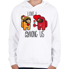 PRINTFASHION Among us - LOVE is Among us - Gyerek kapucnis pulóver - Fehér